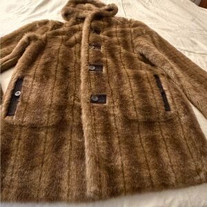 Luxurious Brown Faux Fur Coat